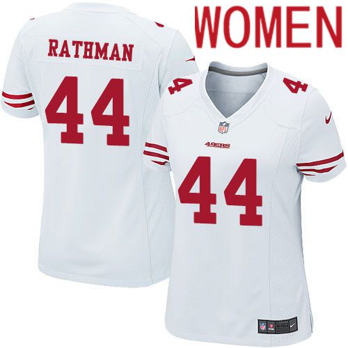 Women San Francisco 49ers 44 Tom Rathman Nike White Team Color Game NFL Jersey